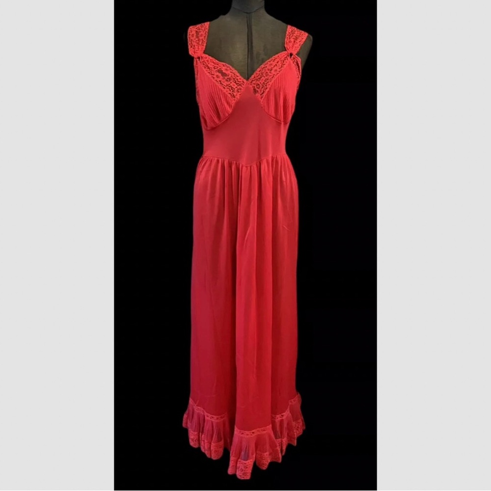 Vintage Gotham Gold Stripe 36 Nightgown Red